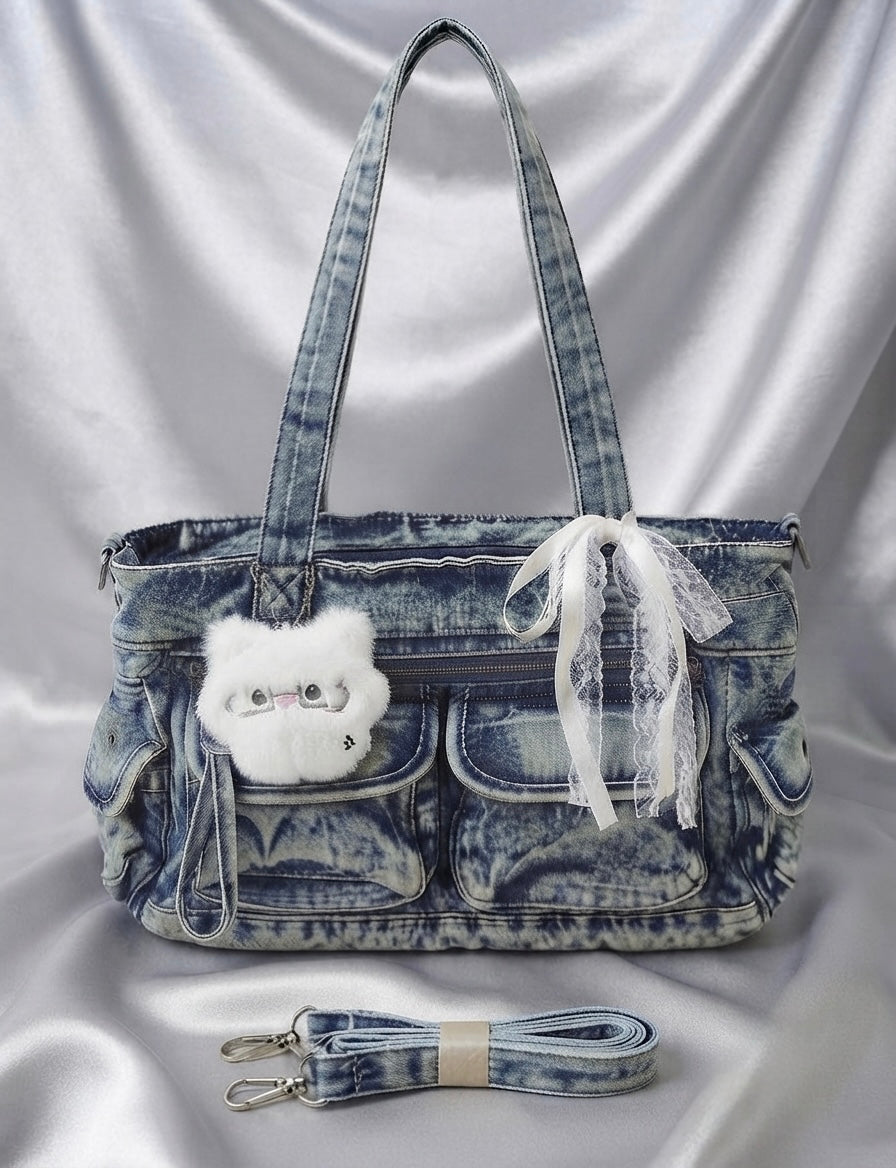 Bow & Bunny Denim Bag