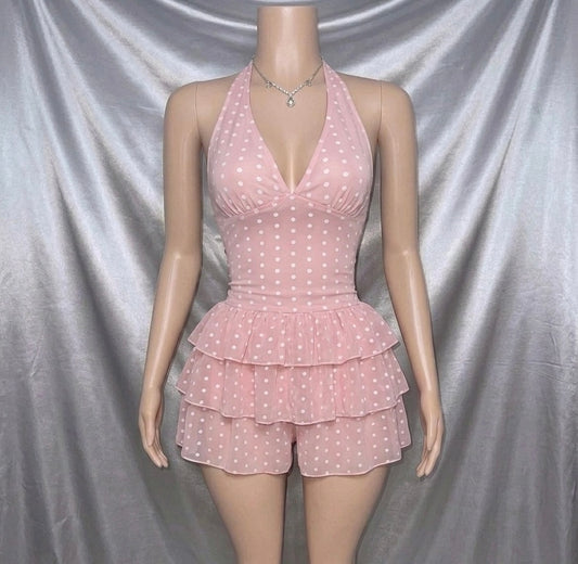 Pink Polka Swim Dress