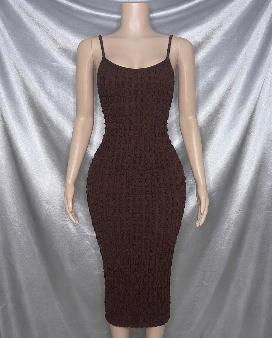 Mocha Crinkle Dress