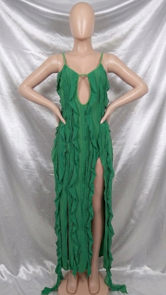 Green Ruffle Maxi